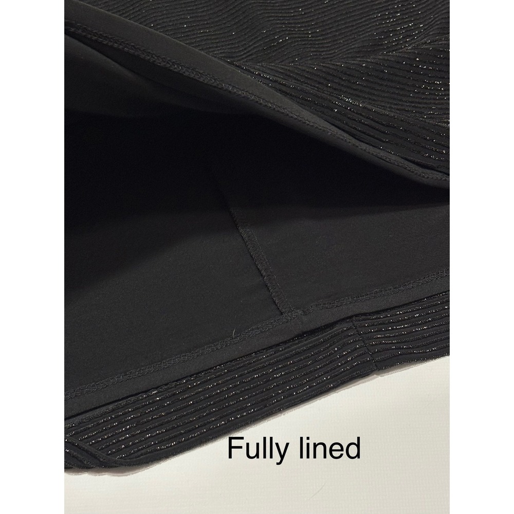 Lauren Ralph Lauren Dress Sz 16 Black Metallic Faux Wrap Ruched Sheath Shimmer - Picture 9 of 11